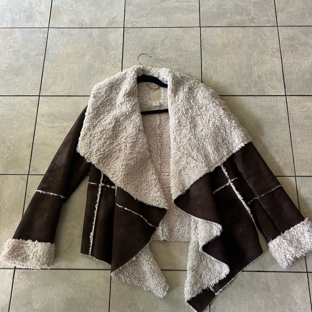 Brown and Cream Shearling Jacket